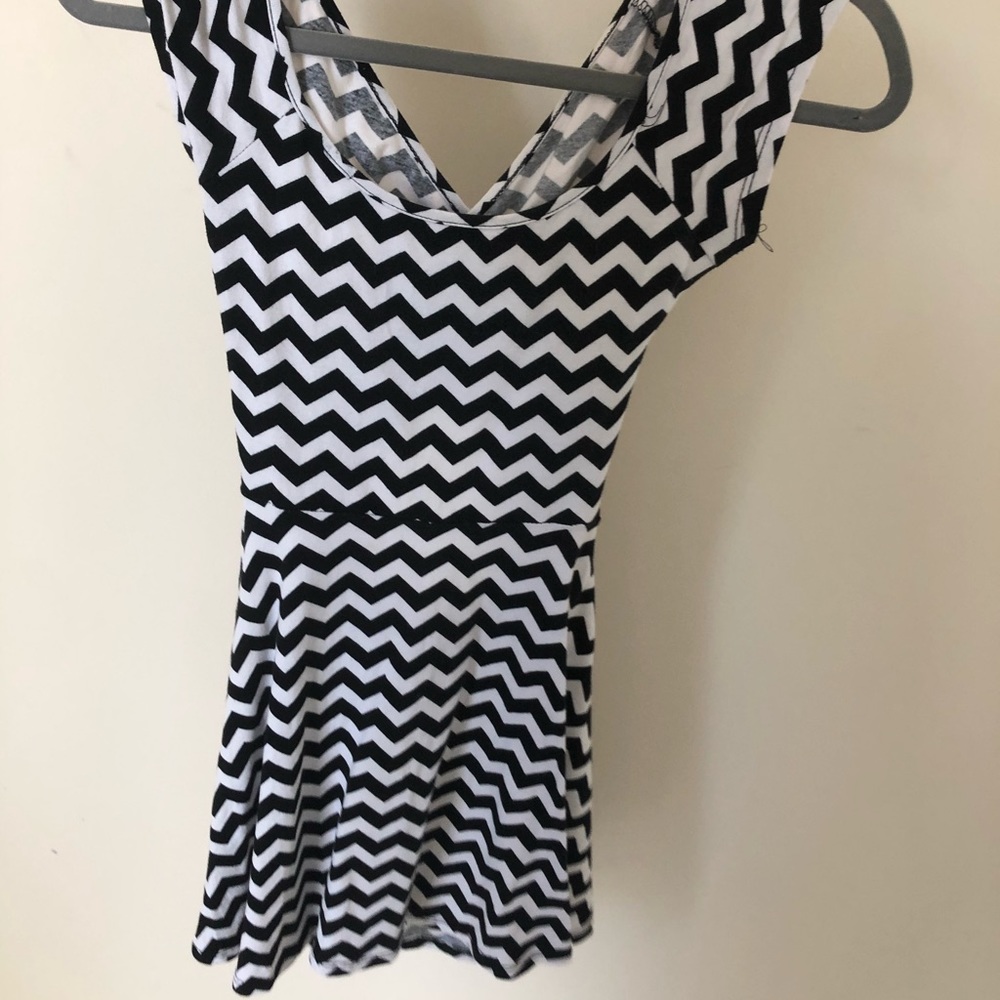 LA Hearts Chevron Skater Dress Black & White
